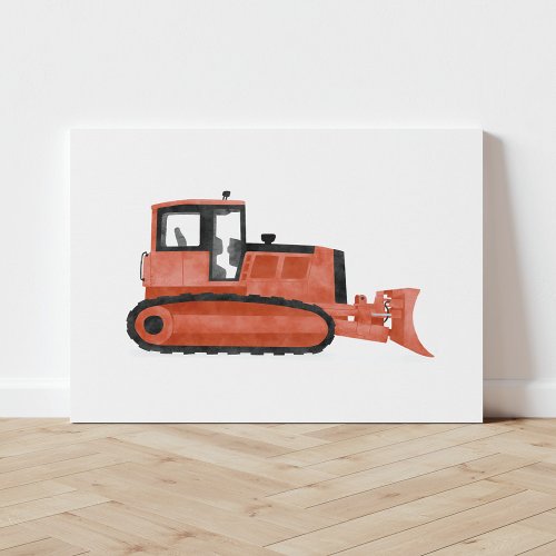 Red Bulldozer Construction Vehicle Canvas Print