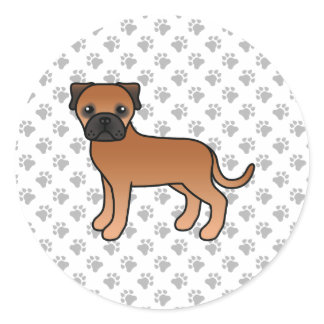 Red Bullmastiff Cute Cartoon Dog Classic Round Sticker