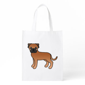 Red Bullmastiff Cute Cartoon Dog Grocery Bag