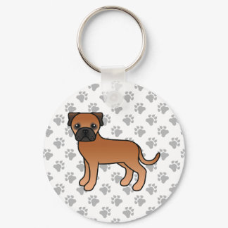 Red Bullmastiff Cute Cartoon Dog Keychain