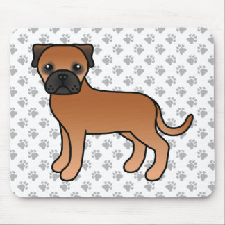 Red Bullmastiff Cute Cartoon Dog Mouse Pad