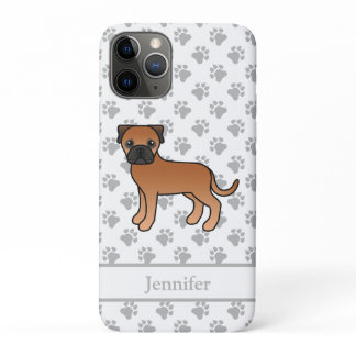Red Bullmastiff Cute Cartoon Dog &amp; Name iPhone 11 Pro Case