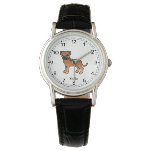 Red Bullmastiff Cute Cartoon Dog & Name Watch