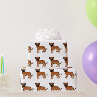 Red Bullmastiff Cute Cartoon Dog Pattern Wrapping Paper