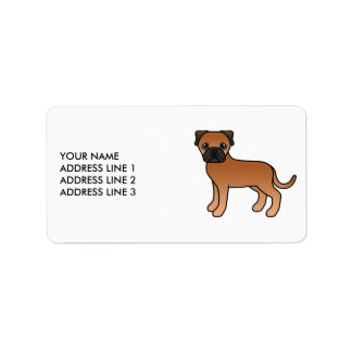 Red Bullmastiff Cute Cartoon Dog &amp; Text Label