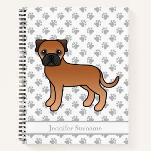 Red Bullmastiff Cute Cartoon Dog & Text Notebook