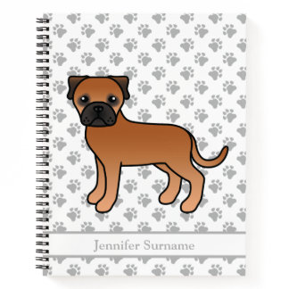 Red Bullmastiff Cute Cartoon Dog &amp; Text Notebook