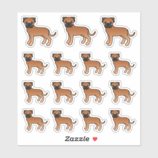 Red Bullmastiff Cute Cartoon Dogs Sticker