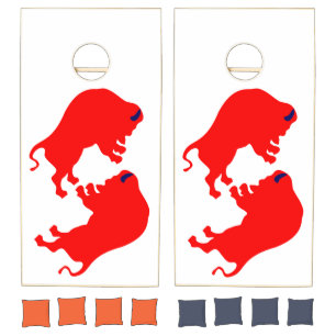 Red Bulls Custom Natural Wood Cornhole Set
