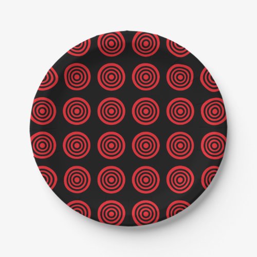 Red Bullseye Black Paper Plates