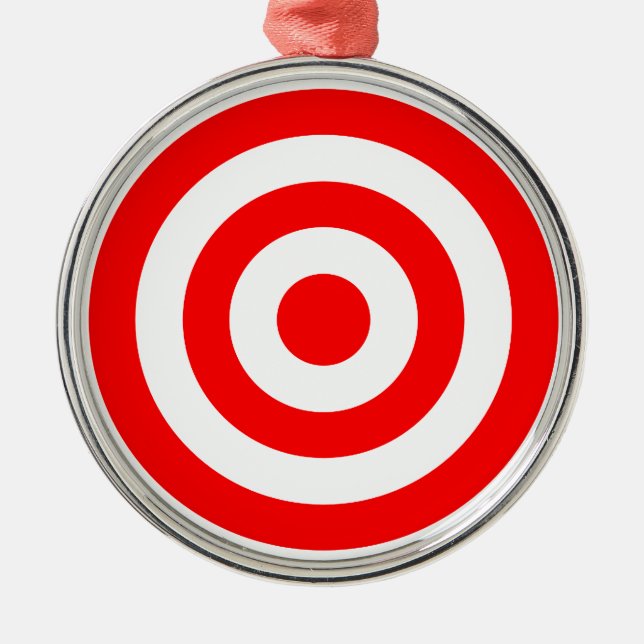 Red Bullseye Target Metal Ornament (Front)
