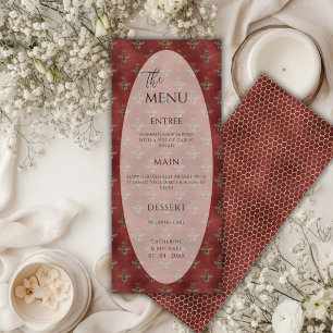 Red Bumble Bee Elegant Wedding Menu