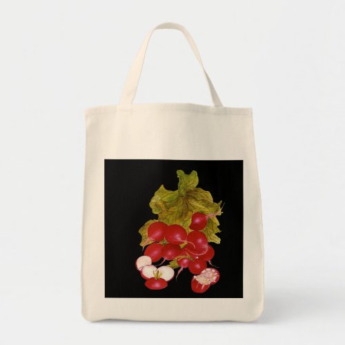 Red bunch of radishes watercolor painting shopping tote bag