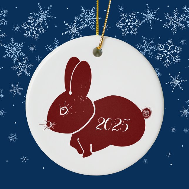 Red Bunnies 2025 Ceramic Ornament (Creator Uploaded)