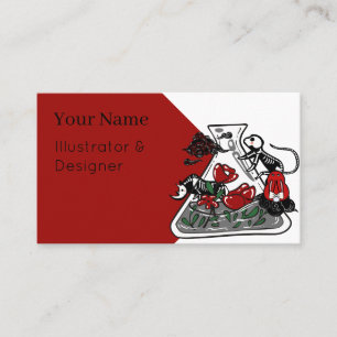 Red Bunny and Skeletal Alchemy Jar Business Card
