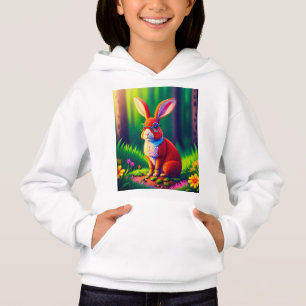 Red Bunny Sitting on Grass-57666 Hoodie
