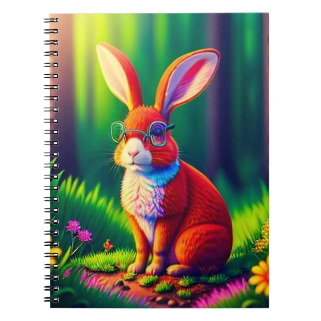 Red Bunny Sitting on Grass-57666 Notebook (Front)