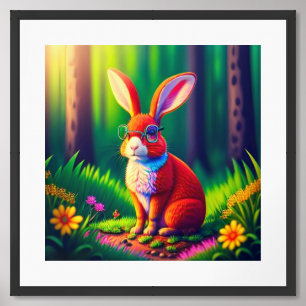 Red Bunny Sitting on The Grass-57661 Framed Art
