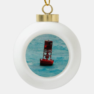 Red Buoy Ceramic Ball Christmas Ornament