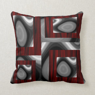 Red Burgandy & Grey Swirls Throw Pillow