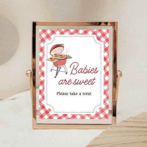Red Burger BBQ Baby Shower Babies are Sweet Poster
