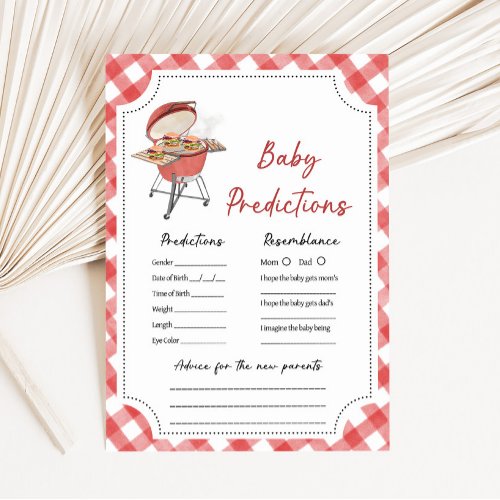 Red Burger BBQ Baby Shower Baby Predictions Game
