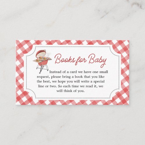 Red Burger BBQ Baby Shower Books for Baby Enclosure Card