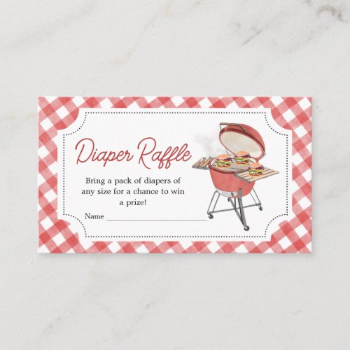 Red Burger BBQ Baby Shower Diaper Raffle Enclosure Card