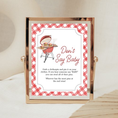 Red Burger BBQ Baby Shower Dont Say Baby  Poster