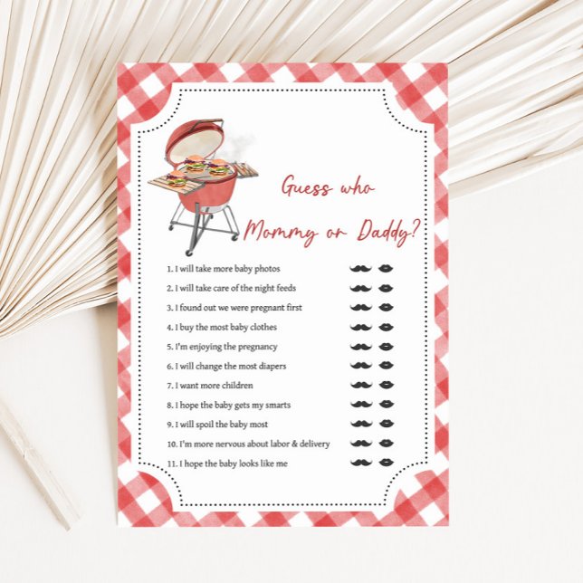 Red Burger BBQ Baby Shower Guess Who Game (Burger BBQ Baby Shower Game)