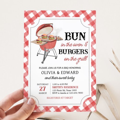 Red Burger BBQ Baby Shower Invitation