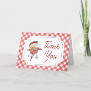 Red Burger BBQ Baby Shower Letterpress Thank You Card