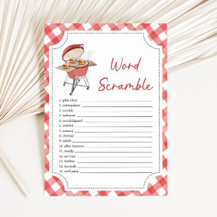 Red Burger BBQ Baby Shower Word Scramble Game