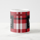 Red, burgundy and black tartan check Christmas Giant Coffee Mug (Front)