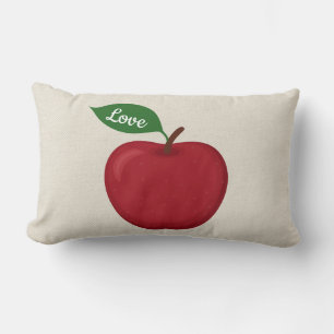 Red Burgundy Apple Love Tan / Cream / Light Gray Lumbar Pillow