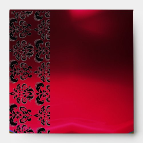 RED BURGUNDY BLACK DAMASK Ruby Gold Envelope