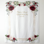 Red Burgundy Blush Floral Wedding Photo Prop Tapestry at Zazzle