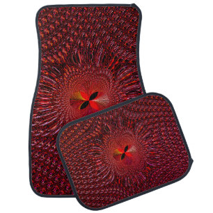 Red Burgundy Decorative Set of Car Mats