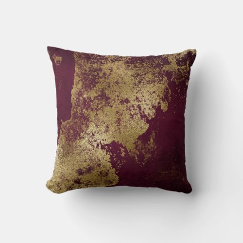 Red Burgundy Distressed Grungy Gold Vip Throw Pillow