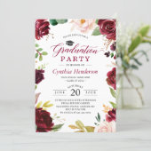 Red Burgundy Floral Class of 2024 Graduation Party Invitation (Standing Front)
