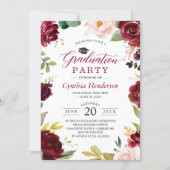 Red Burgundy Floral Class of 2024 Graduation Party Invitation (Front)
