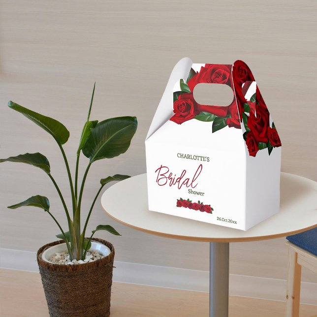 Red burgundy flowers bridal shower Favor Boxes (Creator Uploaded)