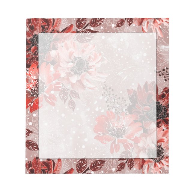 Red, burgundy flowers. notepad (Front)