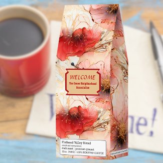 Red Burgundy Gold Cream Floral Watercolor Welcome