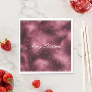 Red Burgundy Gold Glitter Snowflakes Napkins