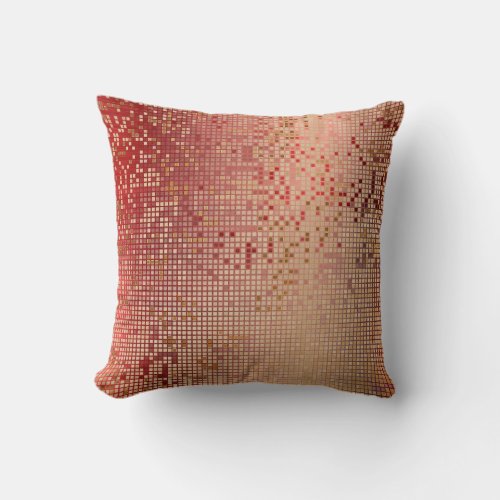 Red Burgundy Gold Vip Shiny Cyber Numeric IT Throw Pillow