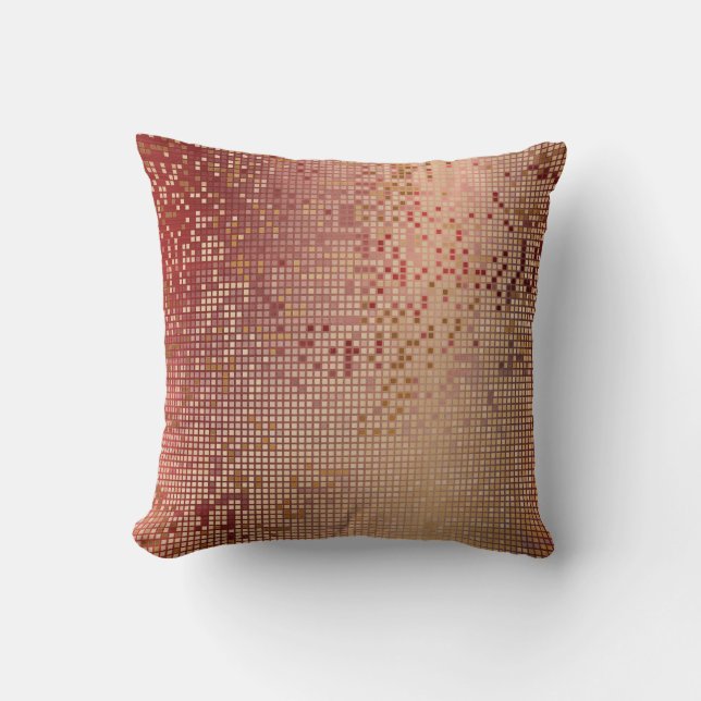 Red Burgundy Gold Vip Shiny Cyber Numeric IT Throw Pillow (Front)