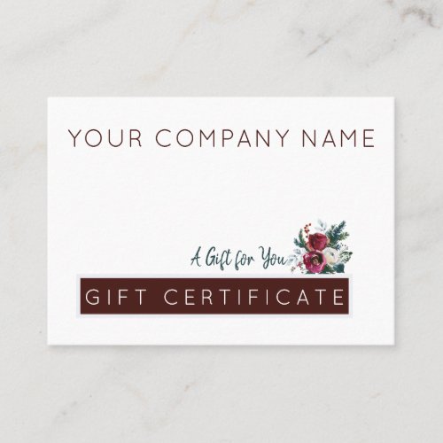 Red Burgundy Green Christmas Gift Certificate