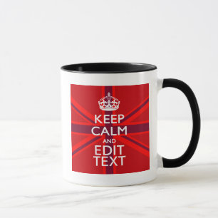 Red Burgundy Keep Calm Your Text Union Jack Flag Mug