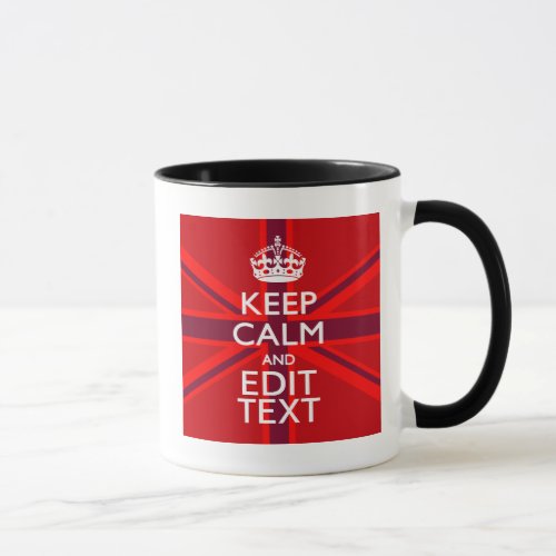 Red Burgundy Keep Calm Your Text Union Jack Flag Mug